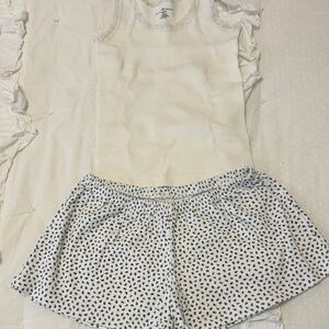 Brandy Melville Pajama Set Blue Flowers/White